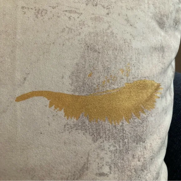 Oliver White & Gold Eyelashes Accent Throw Pillow - Picture 2 of 11